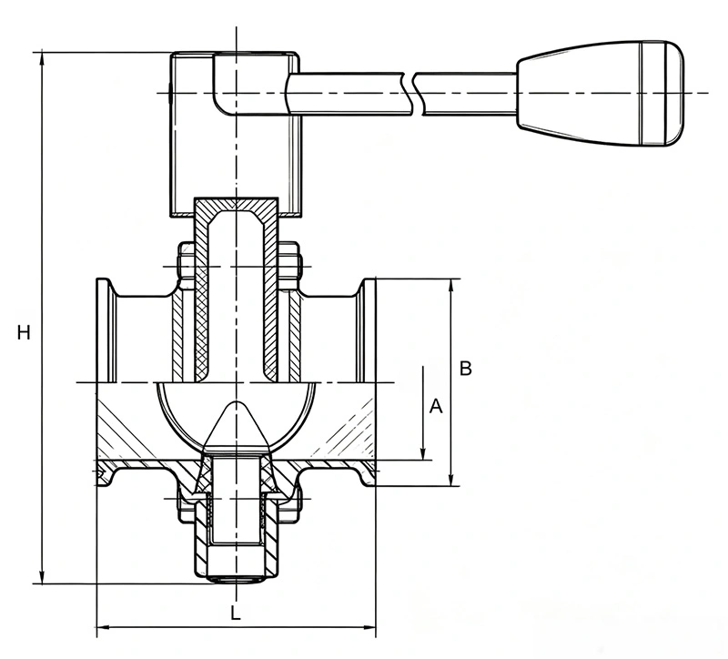 Sanitary Pneumatic 2-Piece Butterfly Valve