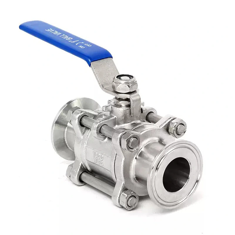 Sanitary Pneumatic Straight 3-Piece Ball Valve