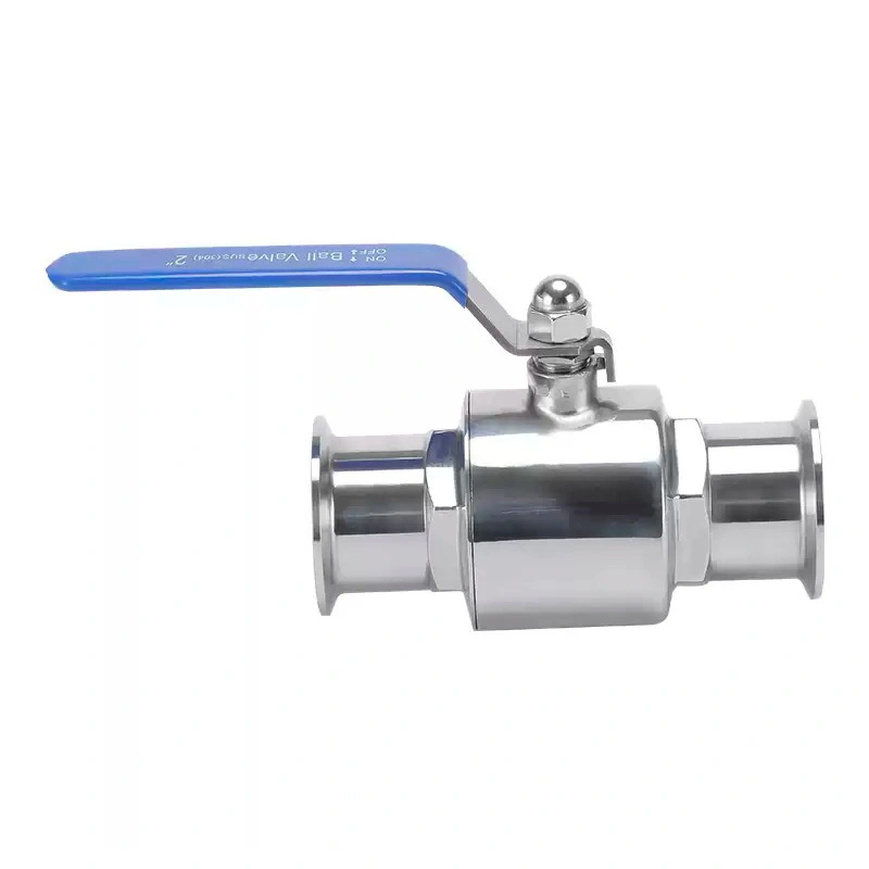 Válvula de esfera pneumática manual sanitária de passagem total de 2 peças