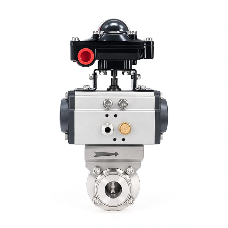 Válvula Borboleta Pneumática Sanitária com Caixa de Interruptor Limite